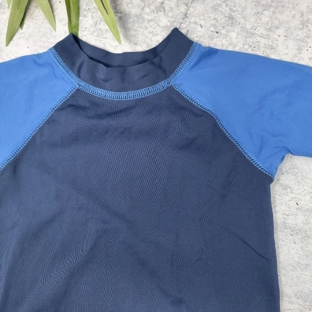 Kitestrings Navy & Blue Raglan Rash Guard Swim Shirt Size 12 Months